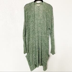 Comme Toi Long Line Green Marled Knit Cardigan Sweater Size S/M